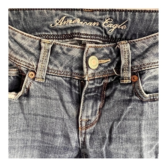 American Eagle Outfitters Slim Boot Light Wash Light Distress Size 0 Regular - Picture 3 of 6